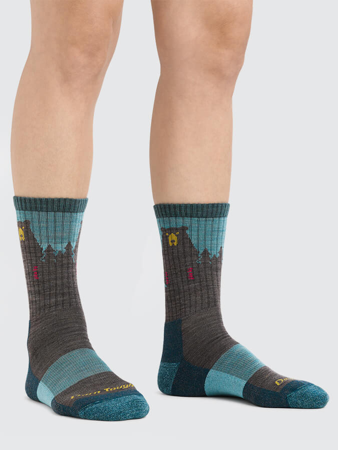 Darn Tough 1970 Bear Town Micro Crew Lightweight Hiking Socks for Women - Cushioned Comfort for Outdoor Adventures, Trail Running & Daily Wear