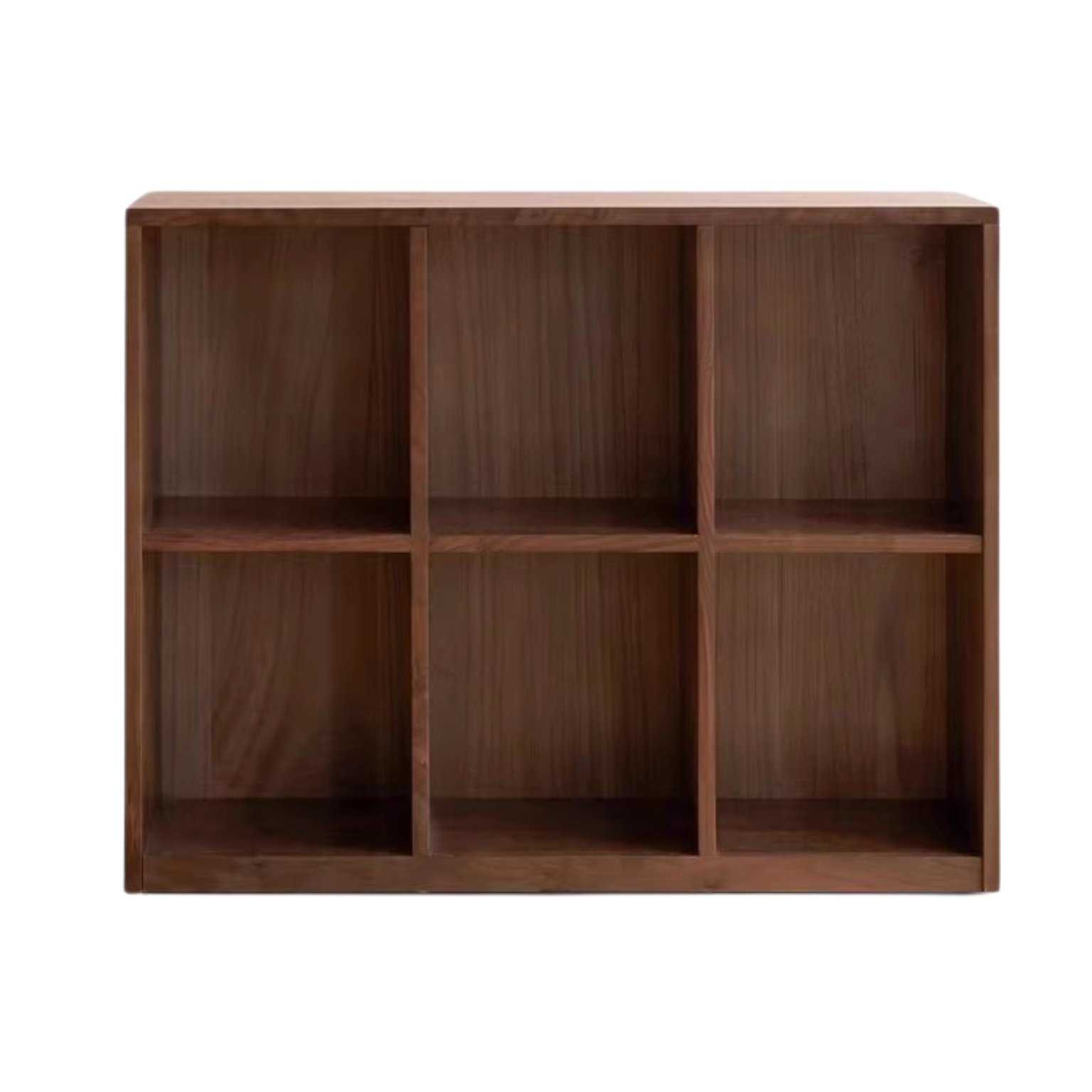 Solid Black Walnut Wood Bookshelf - Low Profile Wall Mounted or Floor Standing Cabinet for Living Room, Bedroom & Home Office Storage