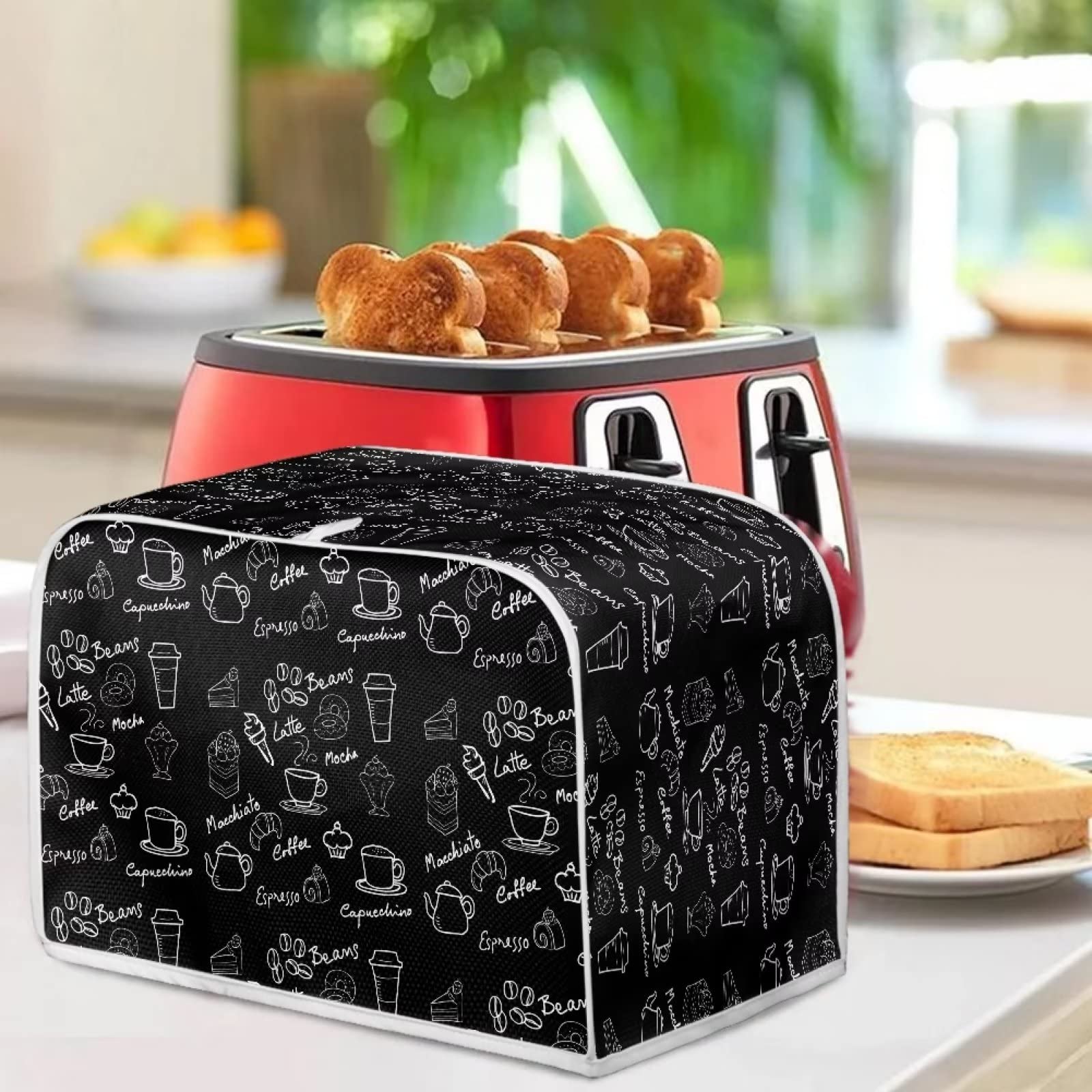 Dustproof Toaster Cover for 4-Slice Toasters - Universal Fit for Most Standard Toasters & Bread Machines - Black Oven Protector for Coffee & Dessert Stations - Keep Your Appliance Clean from Dust & Fingerprints - Perfect for Kitchens, Bakeries & Coffee Shops