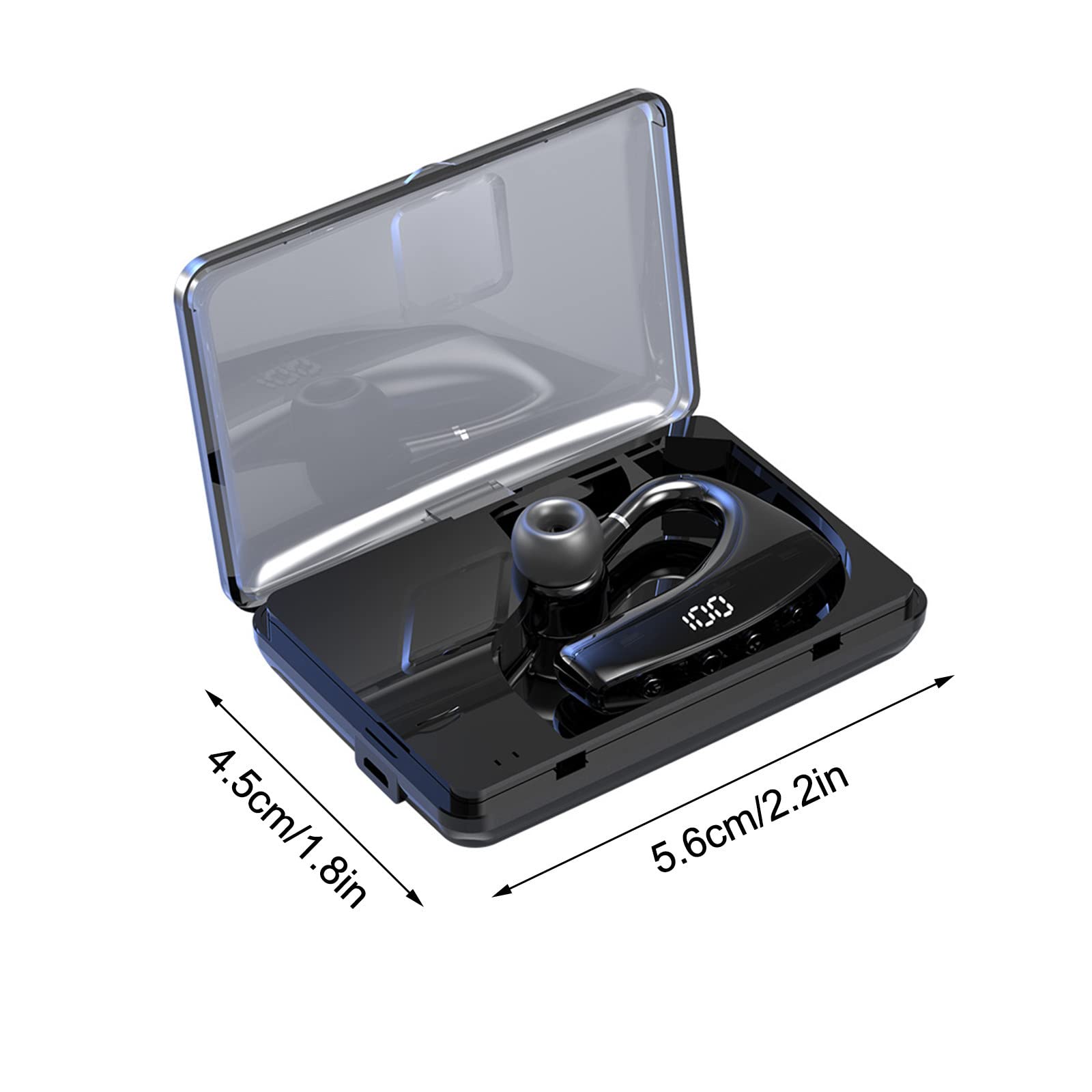 3#GA Wireless Bluetooth Headset - Single Ear In-Ear Business Headset with Digital Display, Noise Cancelling Mic for Driving, Office & Sports (Black)