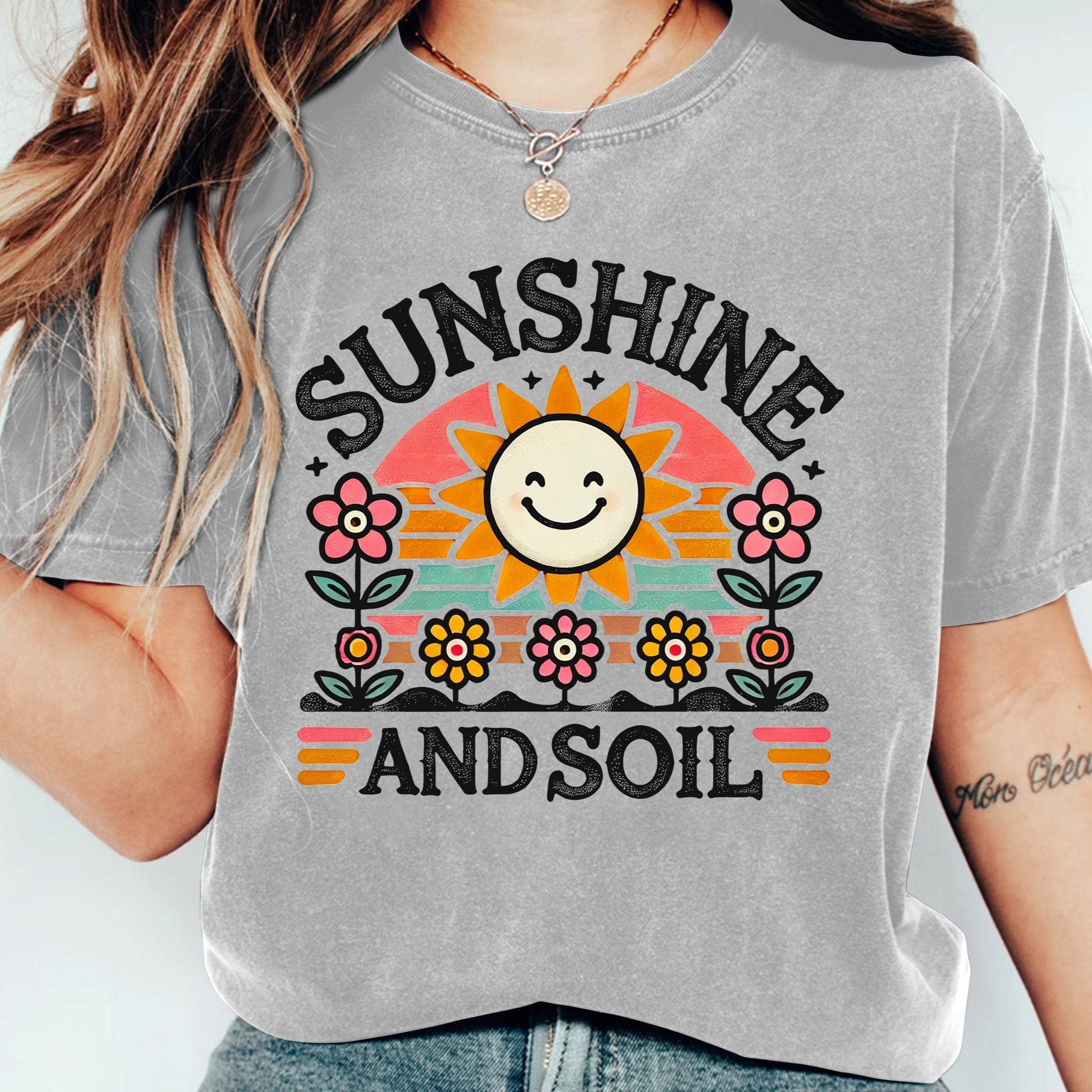 Sunshine and Soil Graphic T-Shirt - Comfortable Cotton Tee for Men & Women - Perfect for Outdoor Adventures, Gardening, and Casual Wear