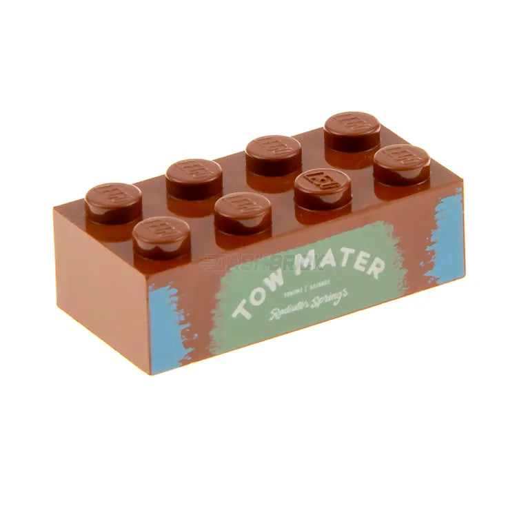 LEGO 2x4 Brick with 'Tow Mater' from Disney Pixar Toy Story Radiator Springs - Building Block for Kids & Collectors (3001pb081) - Perfect for Toy Story Themed Sets, DIY Projects & Creative Play