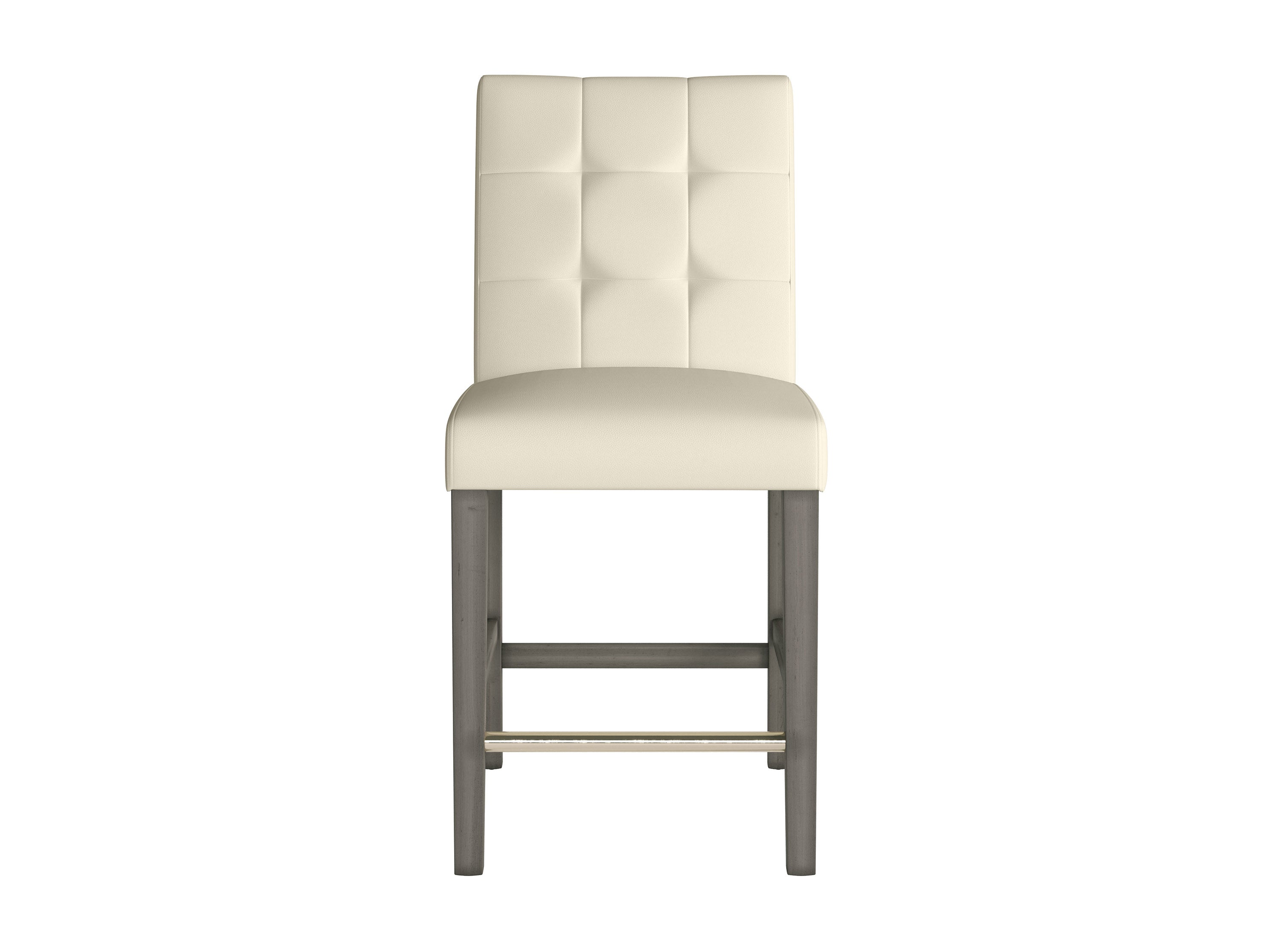 Vegan Leather Counter Height Stool - Warm White Bar Stool for Kitchen Island, Breakfast Nook & Home Decor