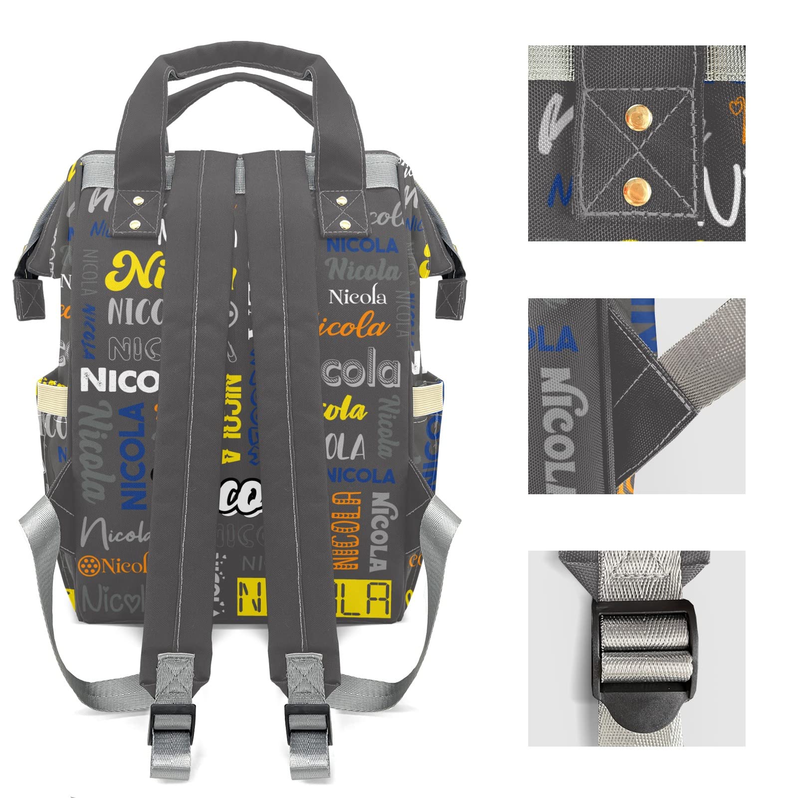 **Personalized Large Capacity Diaper Backpack - Custom Name, Waterproof Baby Diaper Bag for Boys & Girls, Multifunctional Travel Backpack for Moms - Perfect for Daycare, Outings & Family Trips**