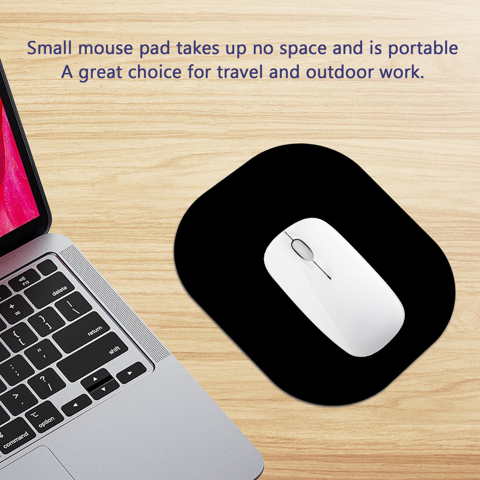 Non-Slip Mini Mouse Pad 6×7 Inches - Portable Travel & Office Desk Mat for Laptop, Computer, Desktop - Black Small Mousepad with Anti-Skid Base | Perfect for Work, Gaming & Home Office Use