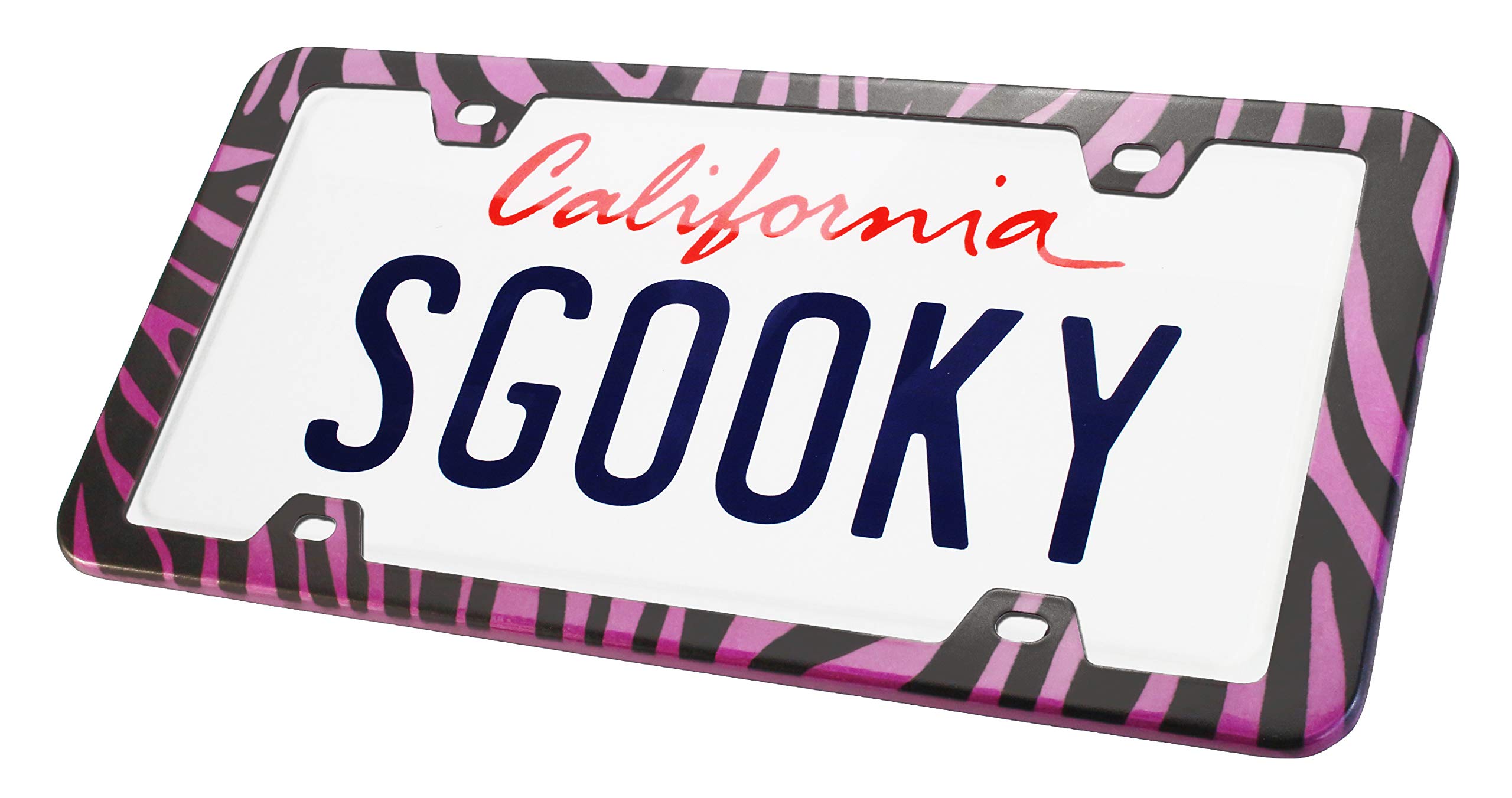 Sgooky 201 Stainless Steel License Plate Frame - Pink Zebra Design - Durable Rustproof Car Accessory for Cars, Trucks & SUVs - Perfect Gift for Car Lovers & Customization Enthusiasts