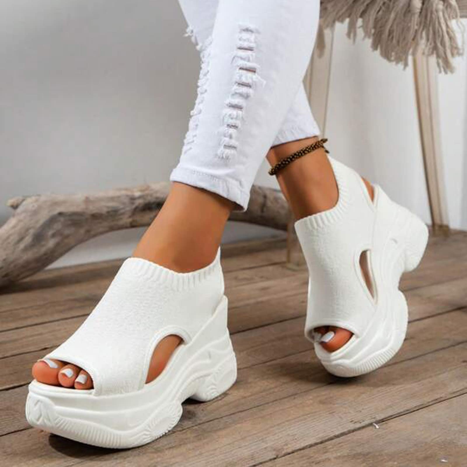 Women's Orthopedic Wedge Sandals - Open Toe Ankle Strap Platform Sandals for Summer | Comfortable Casual Strappy Slip-On Beach Shoes for Walking, Travel & Outdoor Activities