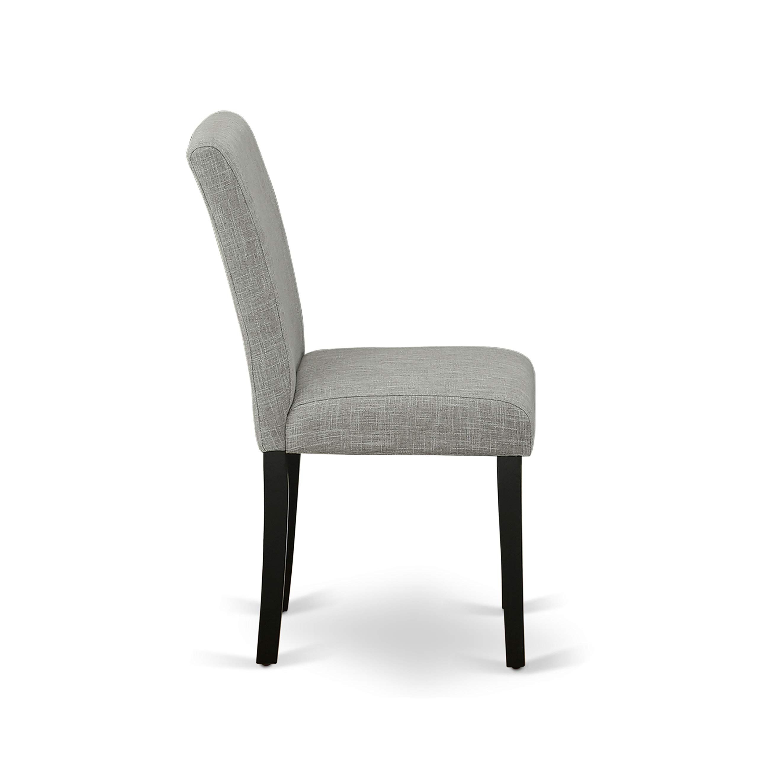 East West Furniture 3-Piece Small Space Dinette Set with Drop-Leaf Round Table & 2 Shitake Linen Fabric Chairs, 42x42 Inch, Black - Perfect for Apartments, Breakfast Nooks & Cozy Dining Areas