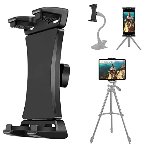 4.7-12.9 Inch Universal Tablet Ball Mount Clip with Gooseneck Stand - Heavy Duty iPad Pro 12.9 Holder, Compatible with Most Tablets - Perfect for Bed, Desk, Kitchen & Car Use