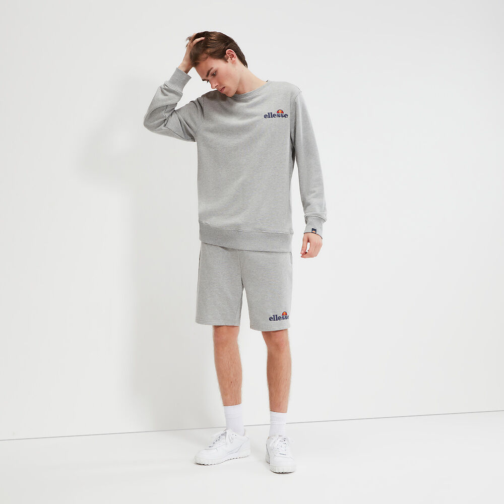 Ellesse Men's Fierro Crew Grey Sweatshirt - Comfortable Casual Pullover for Gym, Running & Everyday Wear