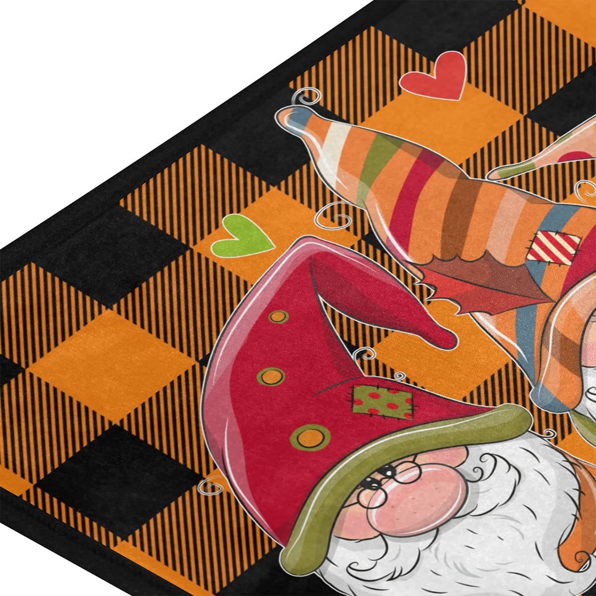 Custom Fall Kitchen Rugs Non-Slip - Buffalo Plaid Thanksgiving Mat for Farmhouse Decor (39