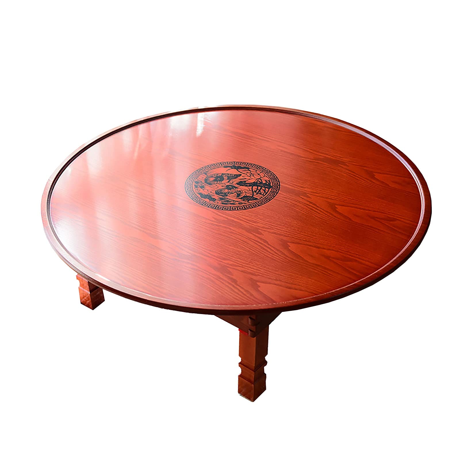 ZJYJFBY Folding Round Table - Korean Style Printed Wooden Dining Table, Coffee Table, Study Desk & Low Table for Tatami, Bay Window & Tea House (60cm) - Perfect for Small Spaces, Asian Decor & Zen Tea Ceremonies
