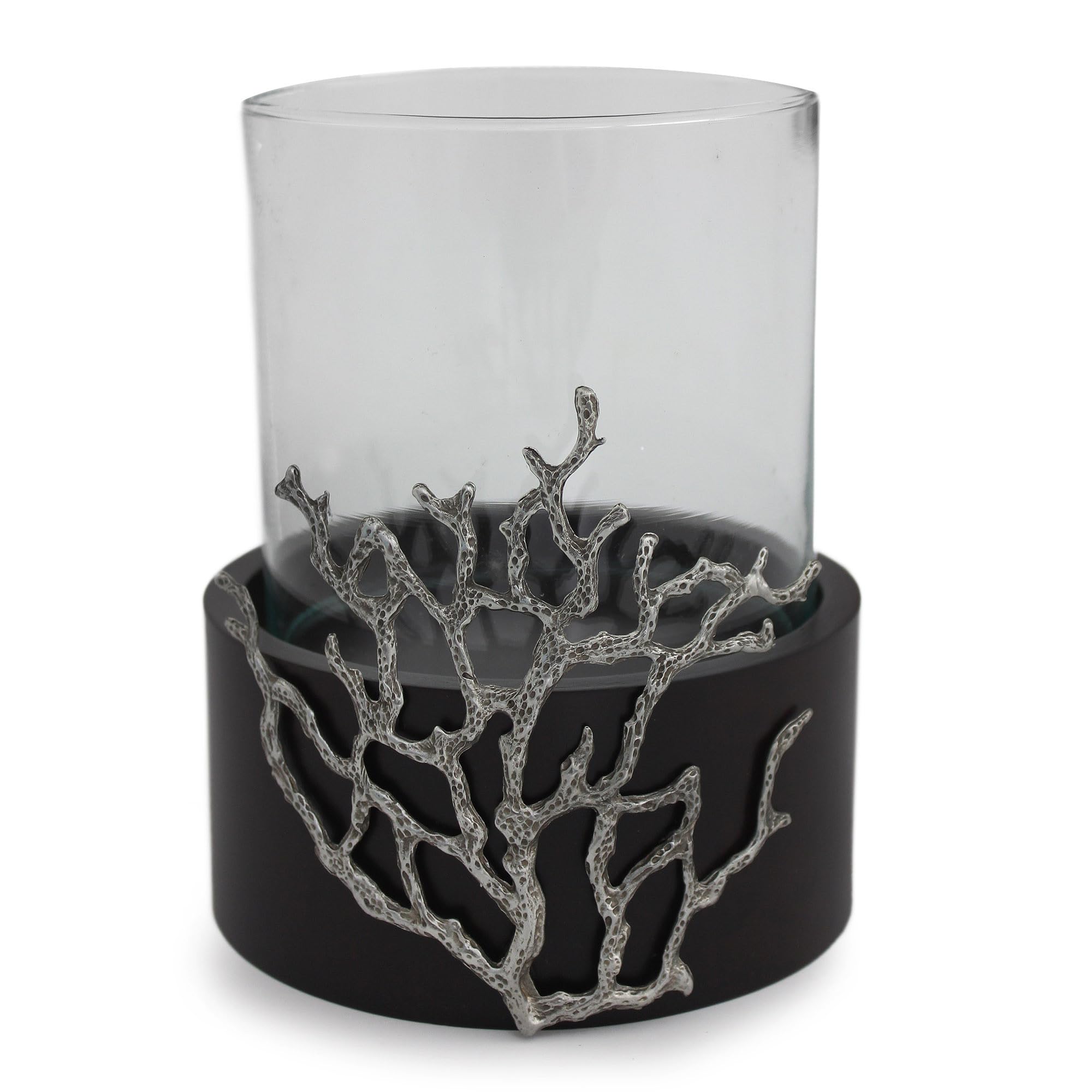 NOVICA Handcrafted Mango Wood Candle Holder - Medium Brown Coral Light for Home Decor, Wedding Centerpiece & Romantic Dinner Ambiance