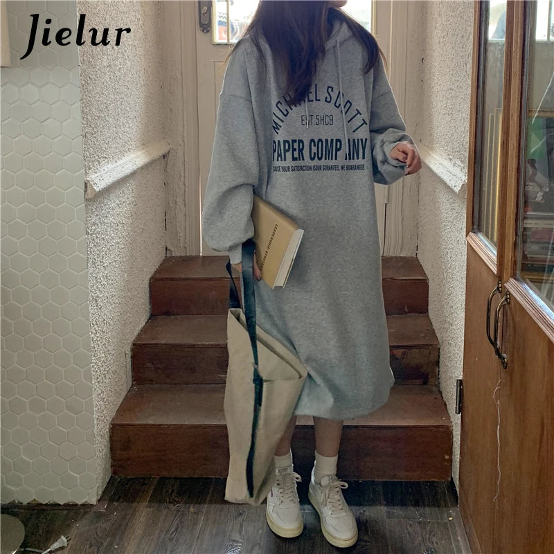 Black Long Sleeve Hooded Sweatshirt for Women - Cozy Winter Pullover with Letter Print | Streetwear Fashion for Casual Outfits & Cold Weather Layering