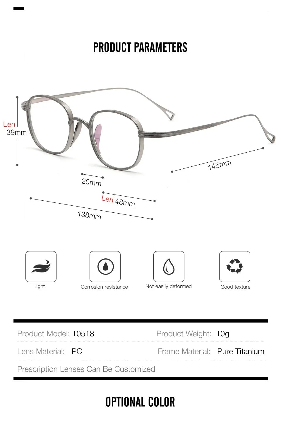Aror Women's Full Rim Oval Square Titanium Eyeglasses Frame - Lightweight & Durable for Work, Reading & Fashion (Model 494132) - Perfect for Office, Study & Everyday Wear