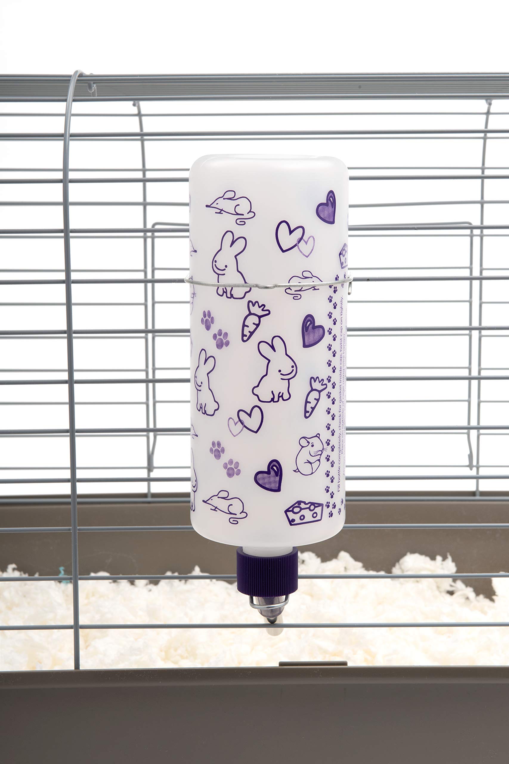 Lixit 32oz Small Animal Water Bottle with Display Case - Leak Proof Drinking Bottle for Rabbits, Ferrets, Chinchillas, Rats, Mice & Guinea Pigs - Perfect for Cages, Hutches and Pet Travel Accessories