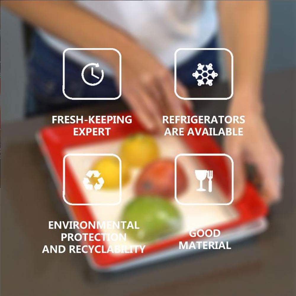 Vacuum Sealed Food Storage Containers with Magic Elastic Film Buckle - 2 Pack Plastic Preservation Trays for Fresh Fruits, Vegetables & Meal Prep | Airtight Kitchen Organizer for Refrigerator & Freezer | BPA-Free Food Savers