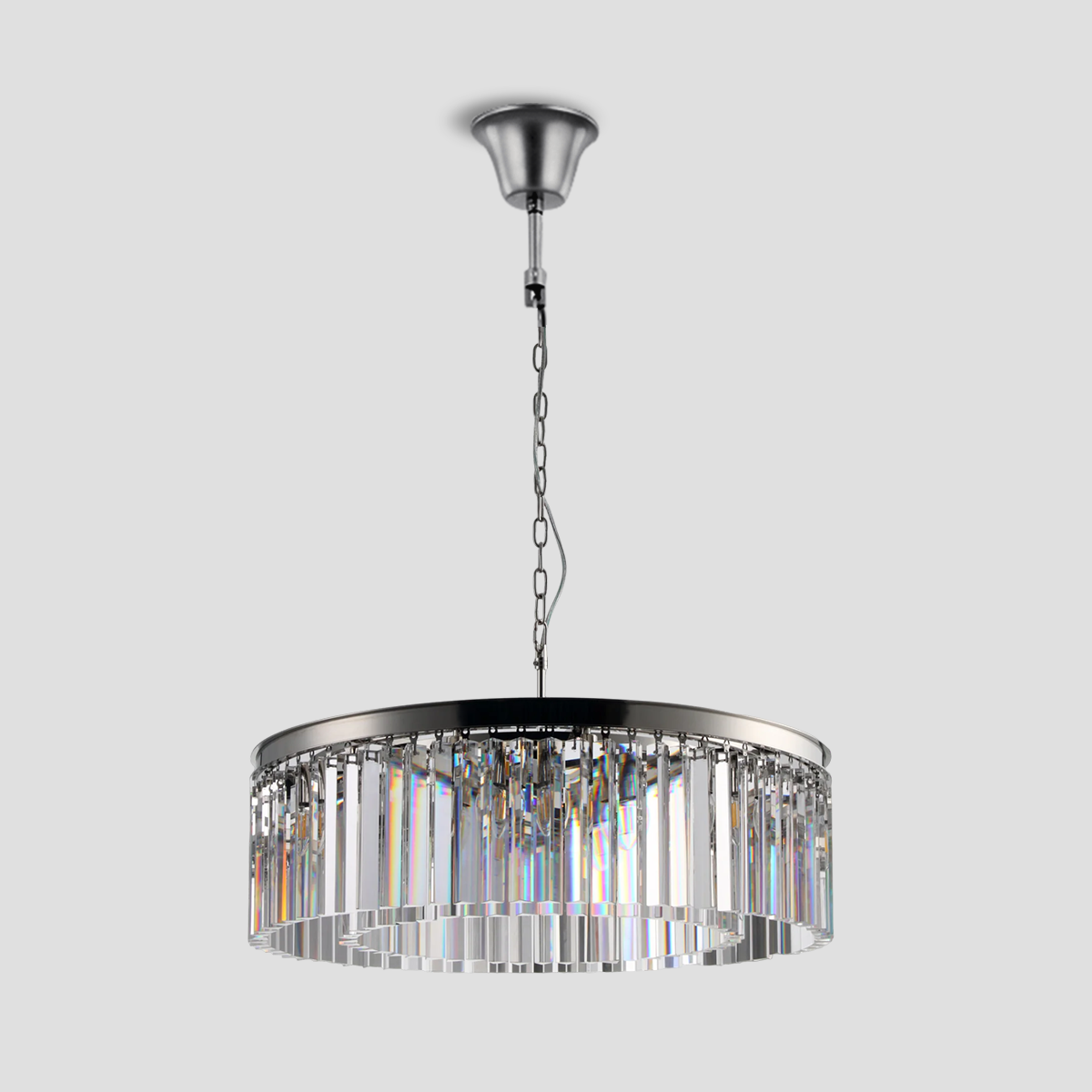 Falria 1-Tier Crystal Round Chandelier - Elegant Ceiling Light Fixture for Dining Room, Bedroom & Living Room Decor