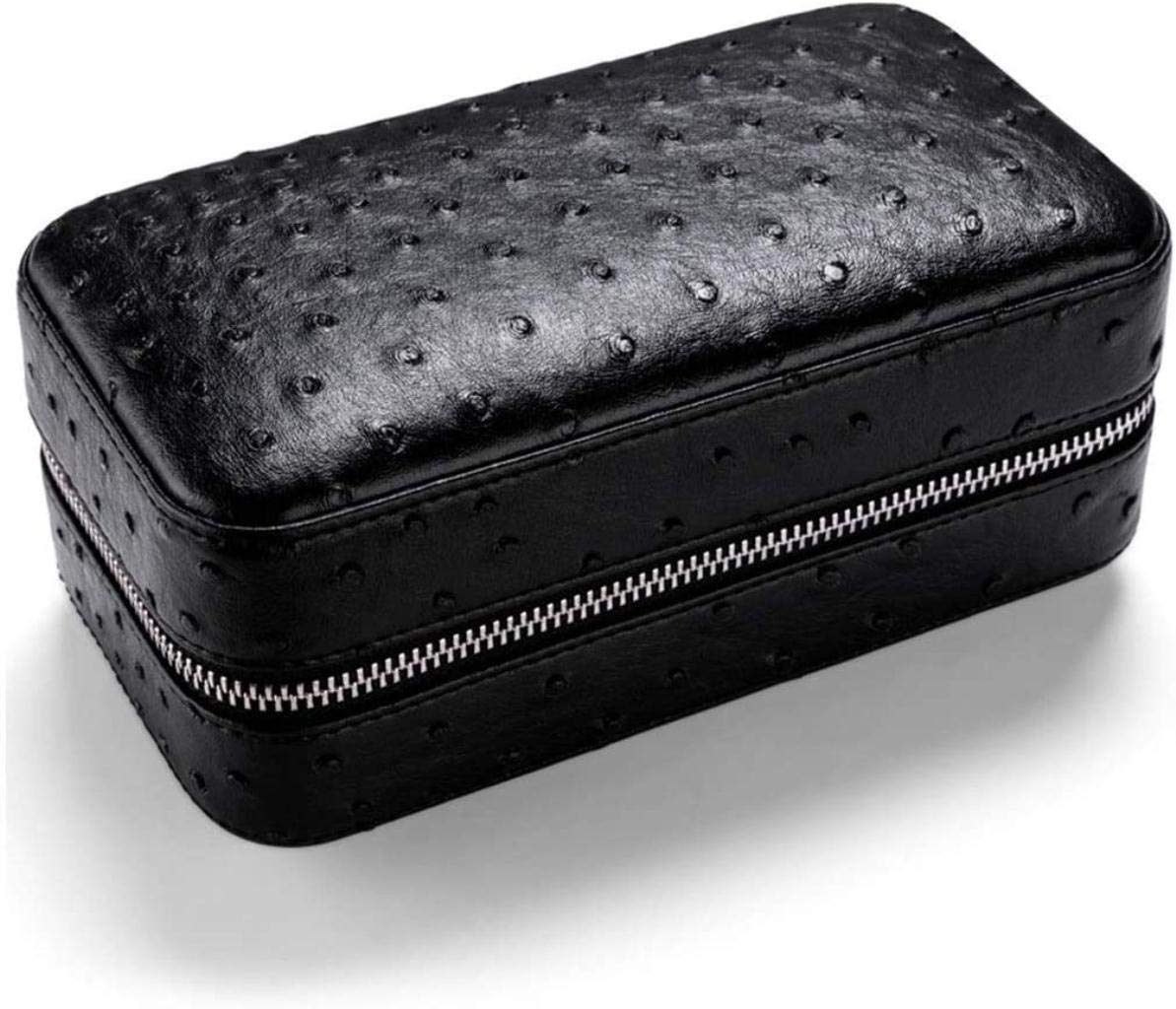 Premium Cow Leather Portable Cigar Humidor Case - 20.8 x 5 x 11cm Travel Cigar Box with Humidifier | Perfect for Cigar Storage, Aging, and Travel | Black Leather Cigar Accessories for Men