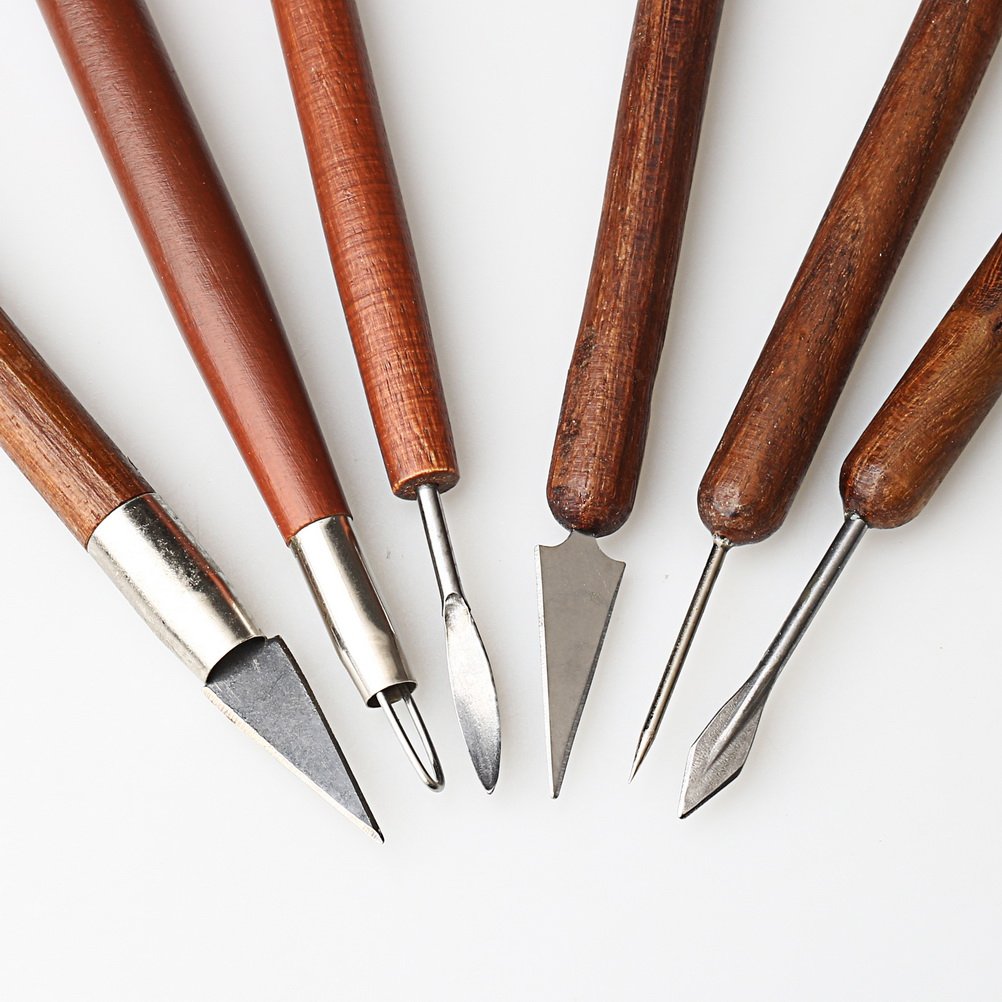 6Pcs Clay Sculpting Tools Set - Wooden Handle for Pottery & Ceramics - DIY & Art Projects