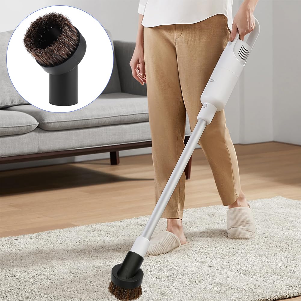 Universal 5-Piece Vacuum Cleaner Attachment Set - Soft Bristle Round Brush, Crevice Tool, Swivel Dust Floor Brush - Compatible with Most Vacuum Cleaners - Perfect for Hard Floors, Carpets, Furniture & Tight Spaces Cleaning (Black)
