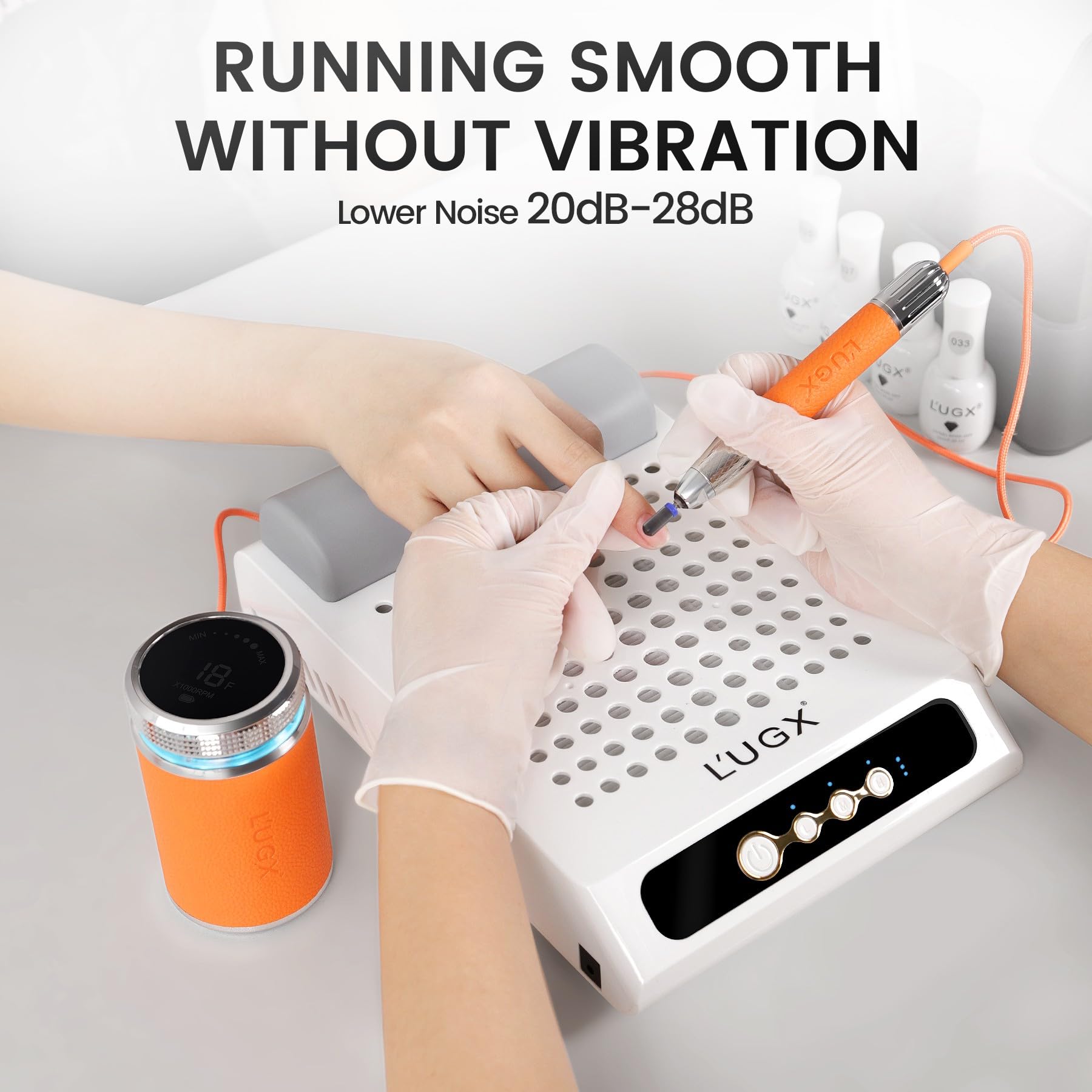 Professional Nail Drill Machine 35000RPM - Waterproof Rechargeable Nail Efile for Acrylic & Gel Nails - Low Noise & Vibration Brushless Design - Perfect for Salon & Home Manicure/Pedicure