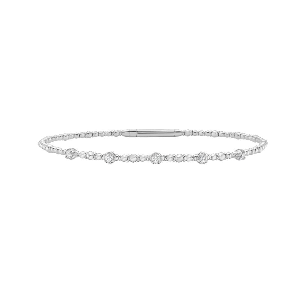 14K Gold .15ct Diamond Beaded Bracelet for Women - Elegant Tennis Bracelet for Everyday Wear & Special Occasions