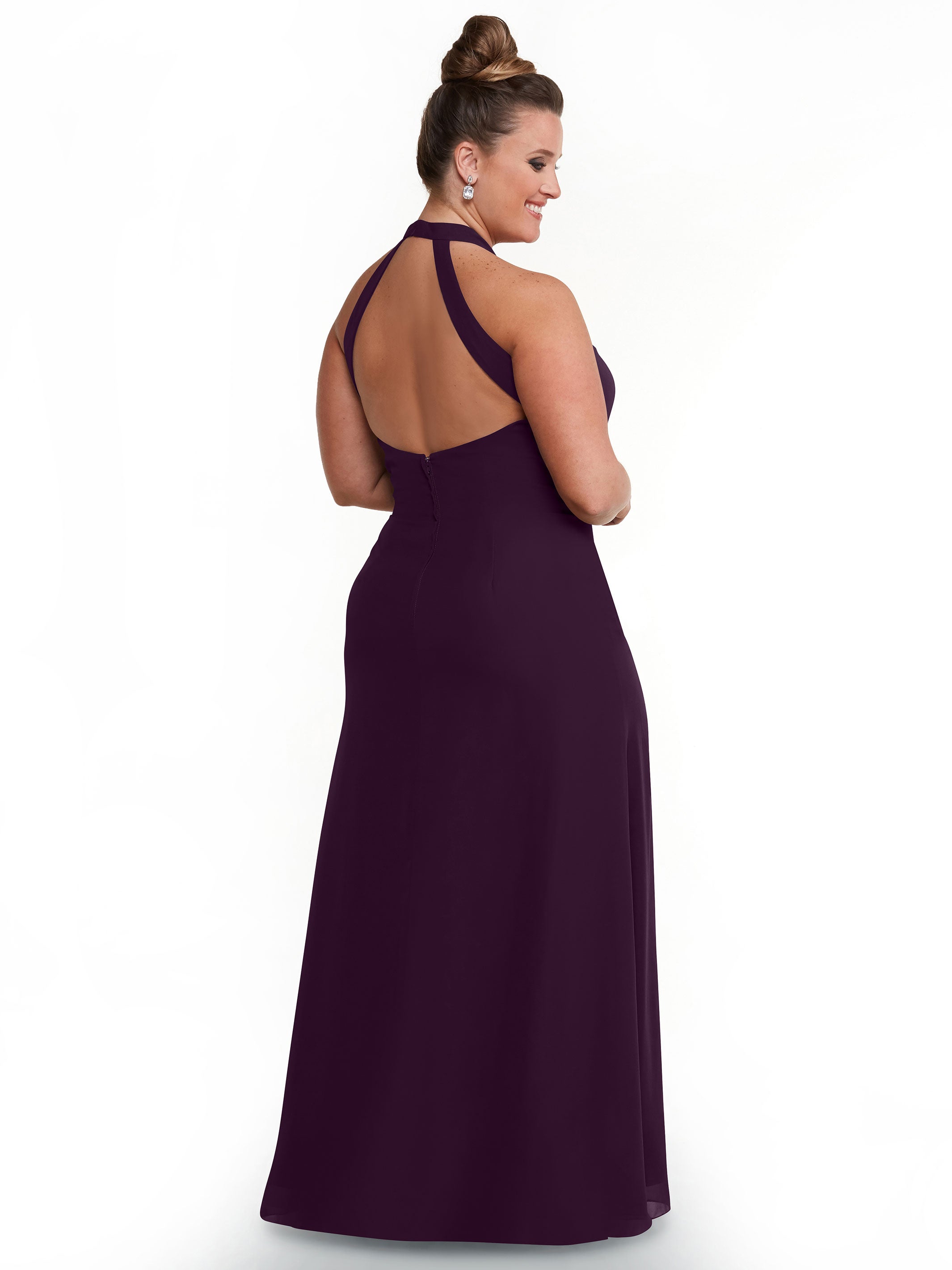 Elegant 80138 Chiffon A-Line Bridesmaid Dress with Keyhole Halter Neckline - Perfect for Weddings, Formal Events & Special Occasions