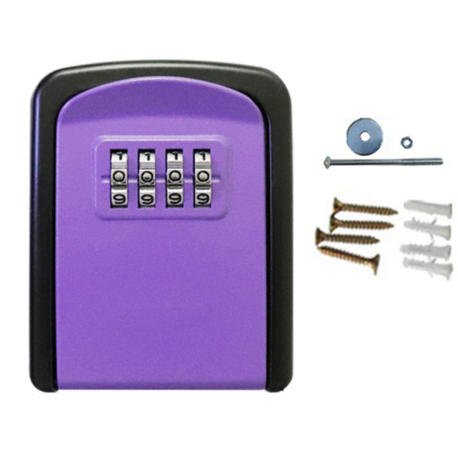 Outdoor Key Safe Box with 4-Digit Combination Lock - Waterproof Wall Mounted Key Storage for Home, Garage & Garden (5 Keys Capacity, Re-Settable Code, Purple) - Perfect for Vacation Rentals, Airbnb Hosts & Property Management