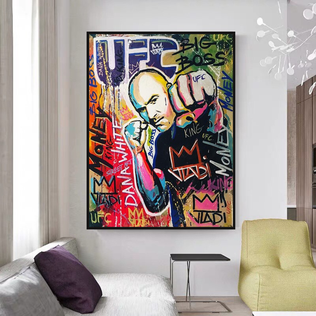 UFC Fighter Boxing Canvas Wall Art - Sports Decor for Man Cave, Gym, Office & Home