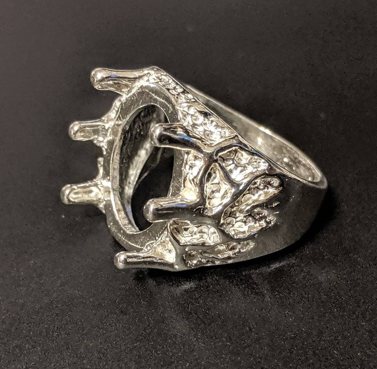 Solid Sterling Silver or 14kt Gold 12x8mm 20x15mm Oval Cabochon Blank Men's Ring Shank Setting - Size 9 & 11 (163-035/143-035) - Perfect for Jewelry Making, Custom Rings & Handcrafted Gifts