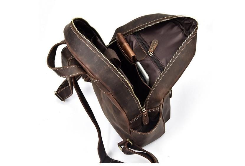 Stylish Women's & Men's Genuine Leather Laptop Backpack - Professional Work Bag for Office, College & Travel - 15.6 Inch Laptop Compartment with USB Charging Port