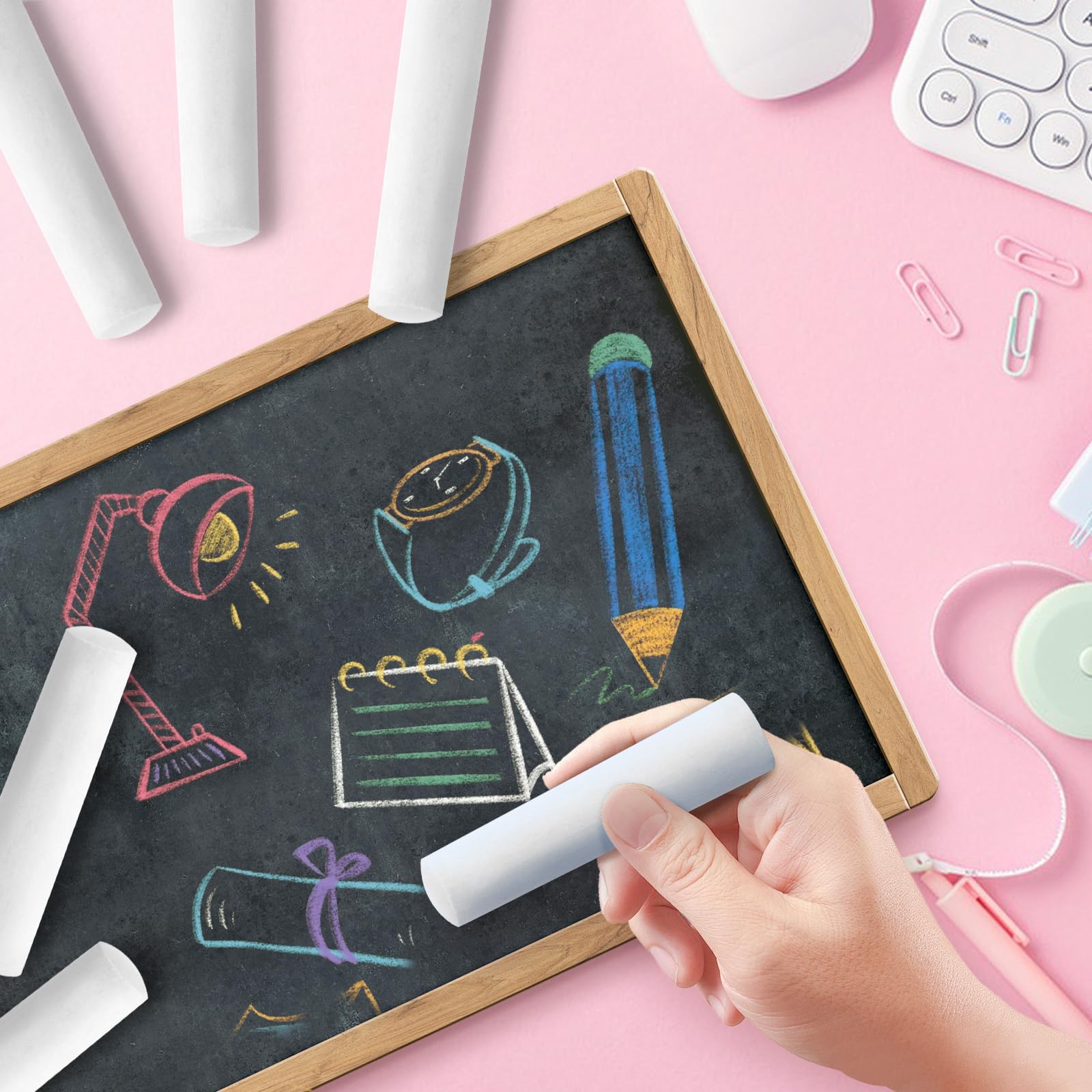 50 Pack White Washable Non-Toxic Jumbo Sidewalk Chalk for Kids - Outdoor Art Play, Chalkboard & Blackboard Drawing, Playground Fun - Safe for Children's Creative Activities