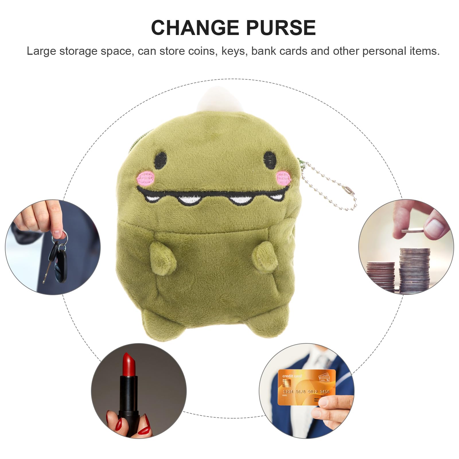 Cute Green Dinosaur Coin Purse - Plush Dinosaur Pouch & Mini Wallet for Women & Girls | Perfect for Collecting Coins, Keys & Small Essentials (Dinosaur-Themed Gift Idea)