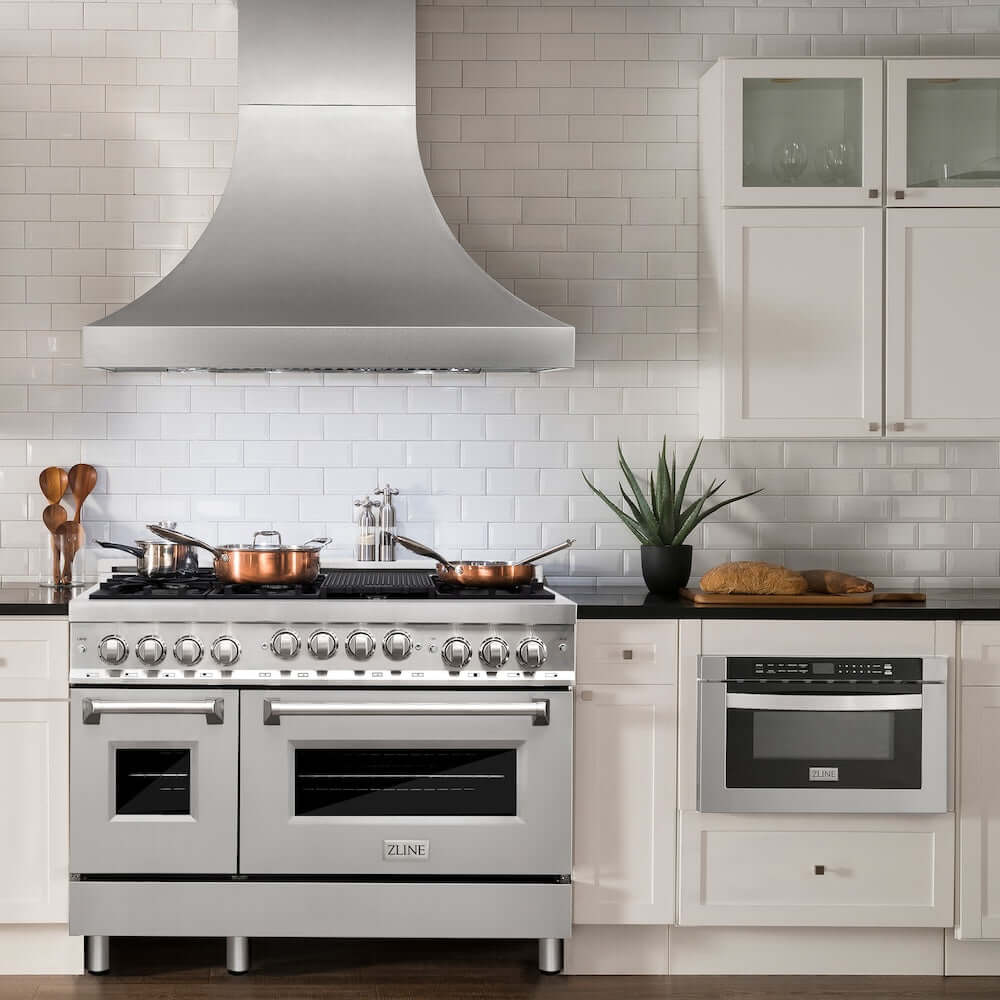 ZLINE 48-Inch Stainless Steel Gas Range with 6.0 cu. ft. Capacity - Natural Gas Stove & Oven (RG48) - Perfect for Modern Kitchens & Professional Cooking