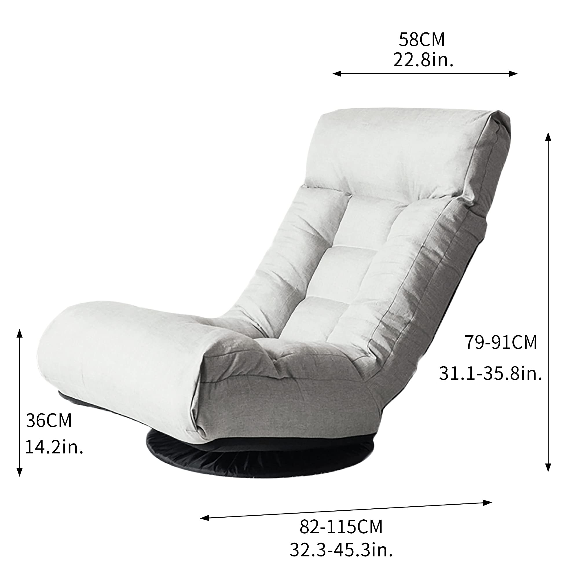 Adjustable Floor Recliner Chair - Japanese Tatami Style Lazy Sofa for Living Room, Balcony & Leisure - Single Seat Floor Sofa with Reclining Back