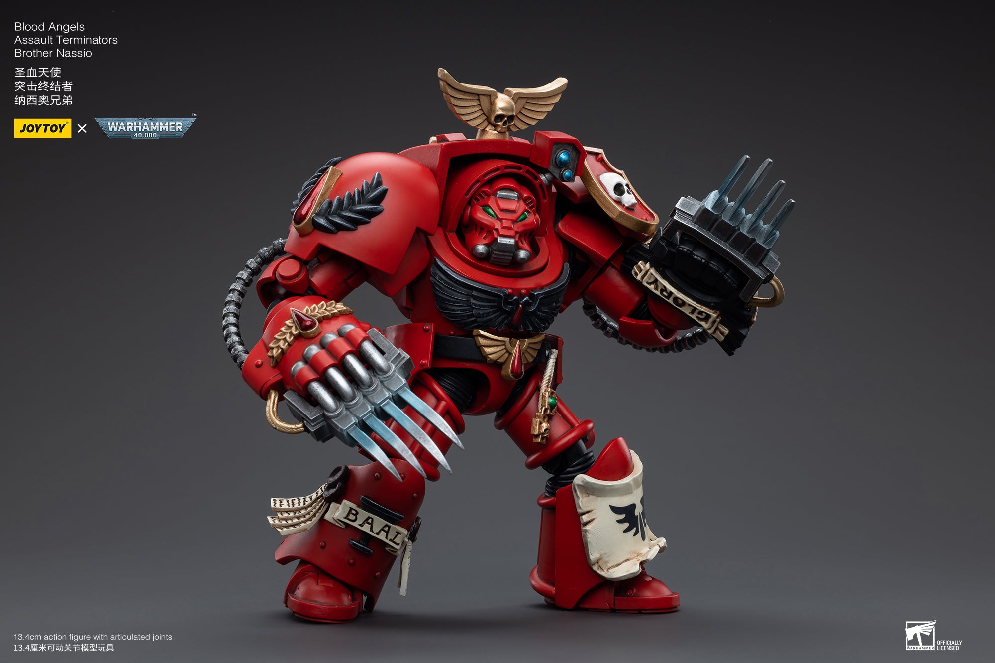 JOYTOY 1/18 Scale Warhammer 40K Blood Angels Assault Terminators Brother Nassio Action Figure - Collectible Miniature for Warhammer Fans, Tabletop Gaming & Display