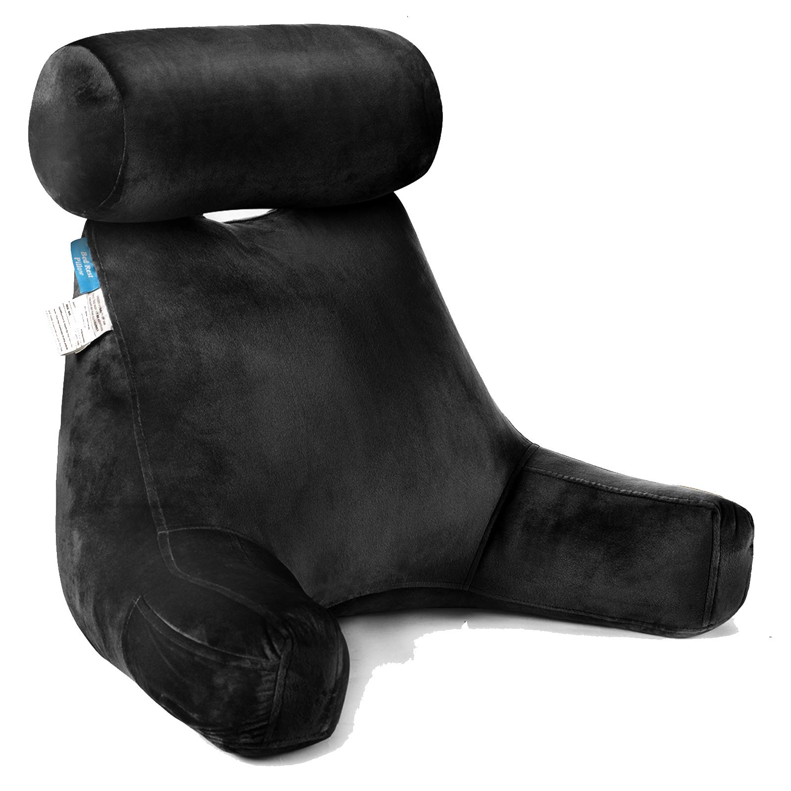 ZOEMO Bed Rest Reading Pillow with Armrests & Neck Support - Large Back Support Pillow for Reading, Watching TV, Gaming - Perfect for Bed, Floor or Sofa Use