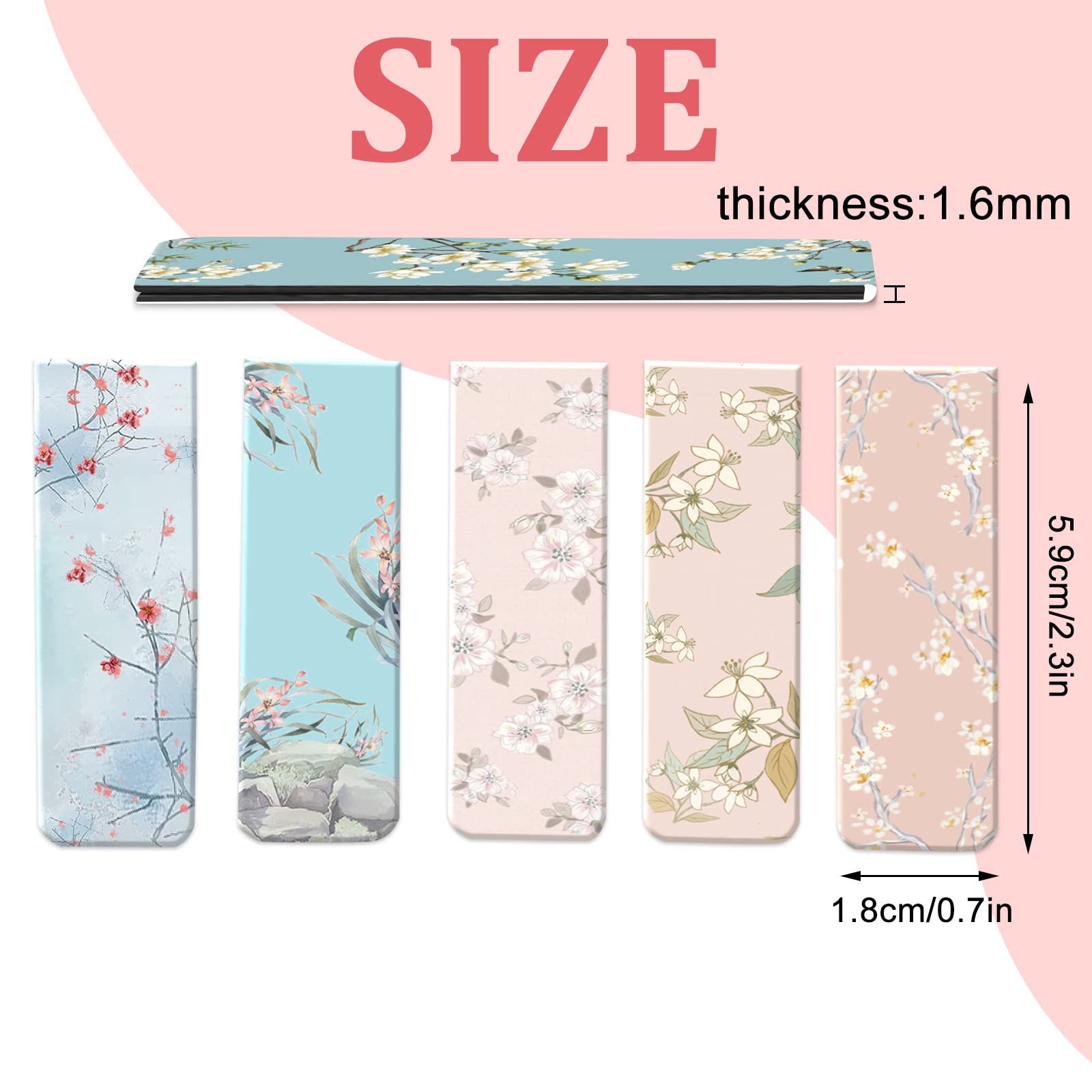 15 Pack Magnetic Bookmarks for Women & Students - Floral Style Page Markers for Books, Notebooks & Reading Accessories - Perfect Gift for Teachers, Book Lovers & Office Use