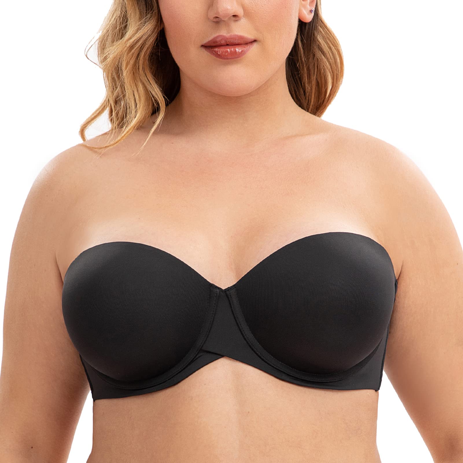 CASOLACE Women's Push Up Padded Underwire Bra - Strapless Invisible Lift Bra for Wedding, Evening Dress & Special Occasions