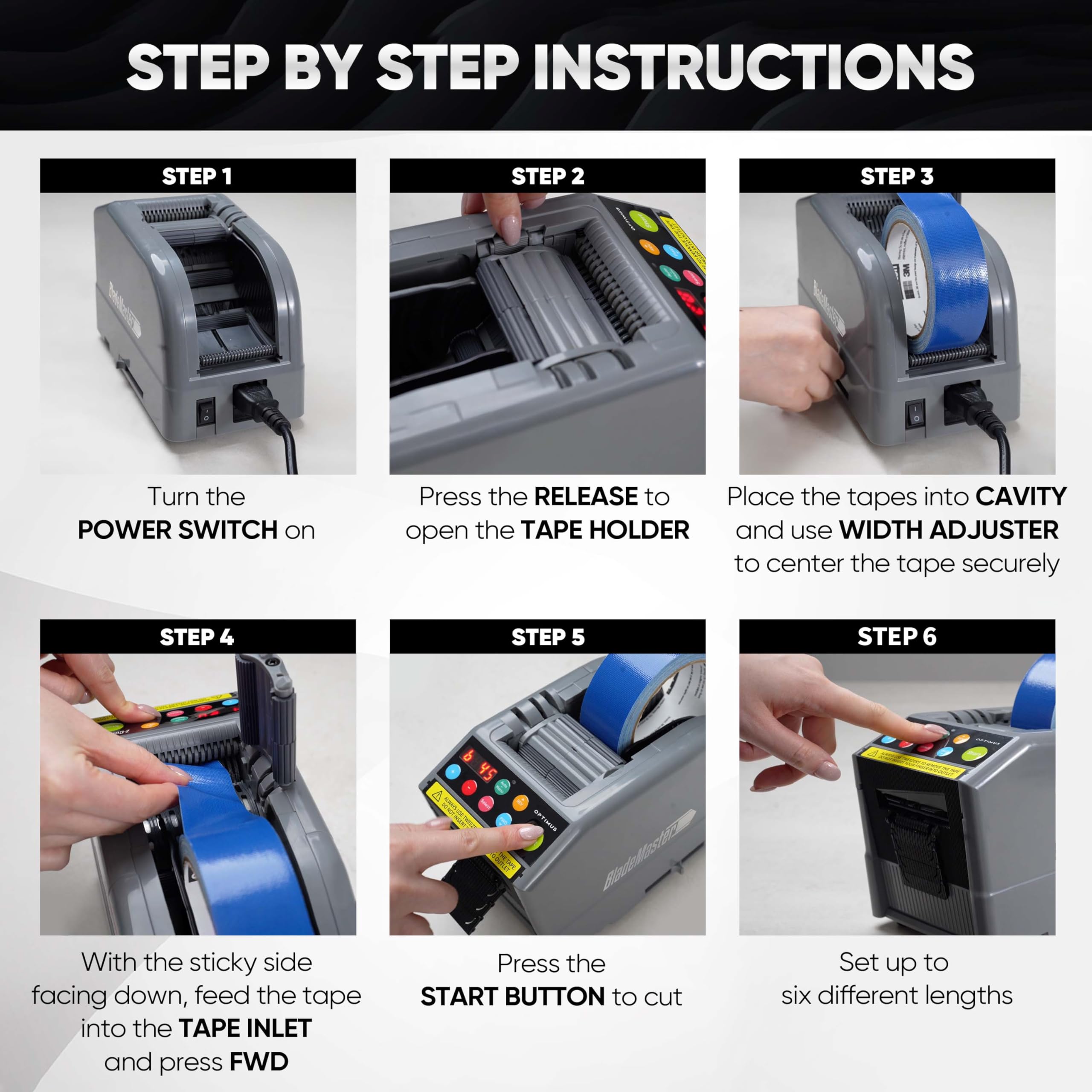 BladeMaster PRO Automatic Ribbon Cutting Machine - Commercial Grade Smart Tape Dispenser & Ribbon Cutter (2024 Upgraded Model, Gray) | Perfect for Gift Wrapping, Packaging, Crafting & Office Use | Fast & Precise Cutting for Professionals