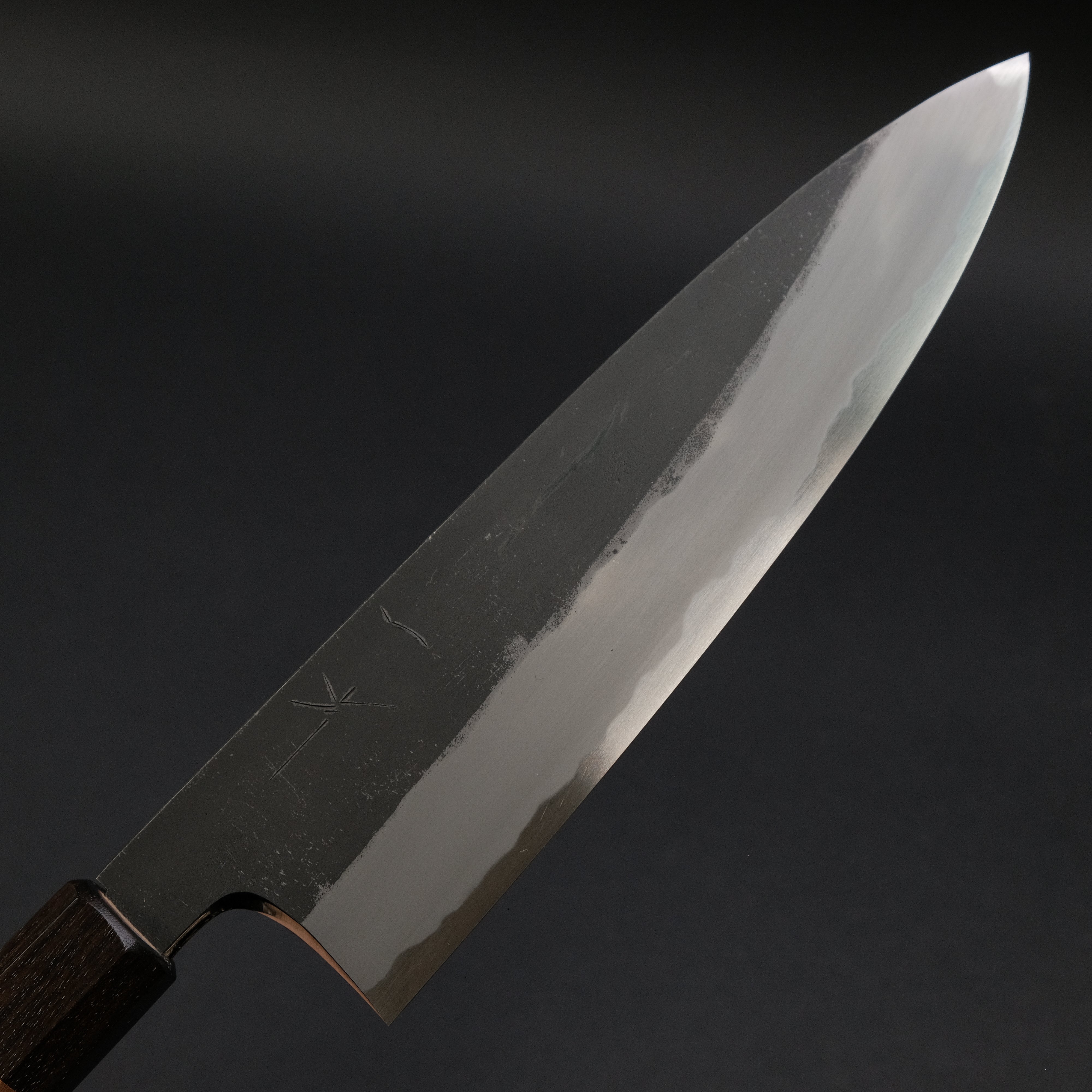 Hitohira Togashi Blue #2 Kurouchi Gyuto 210mm Japanese Chef Knife with Cherry Wood & Ebony Handle - Professional Kitchen Knife for Slicing, Dicing, and Chopping Vegetables, Meat, and Fish