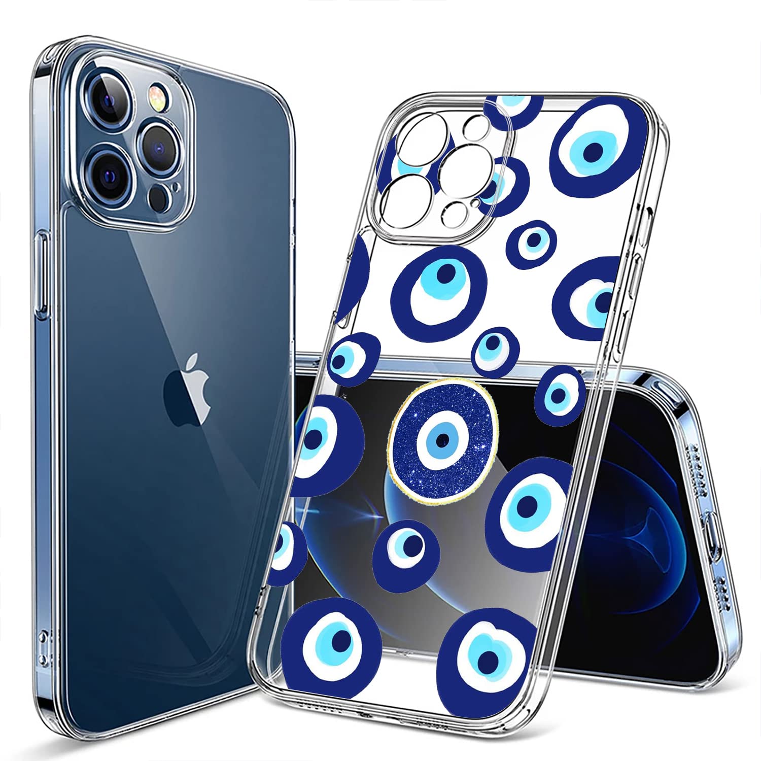 Premium Clear Shockproof iPhone 13 Pro Max Case with Aesthetic Blue Design - Protective Slim Fit Cover for Men & Women - Perfect for Daily Use, Work, School & Outdoor Activities