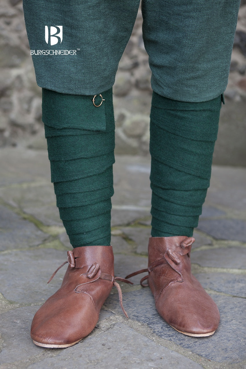 Premium Wool Winingas Aki Green - Warm & Durable Viking Leg Wraps for LARP, Reenactment & Outdoor Adventures
