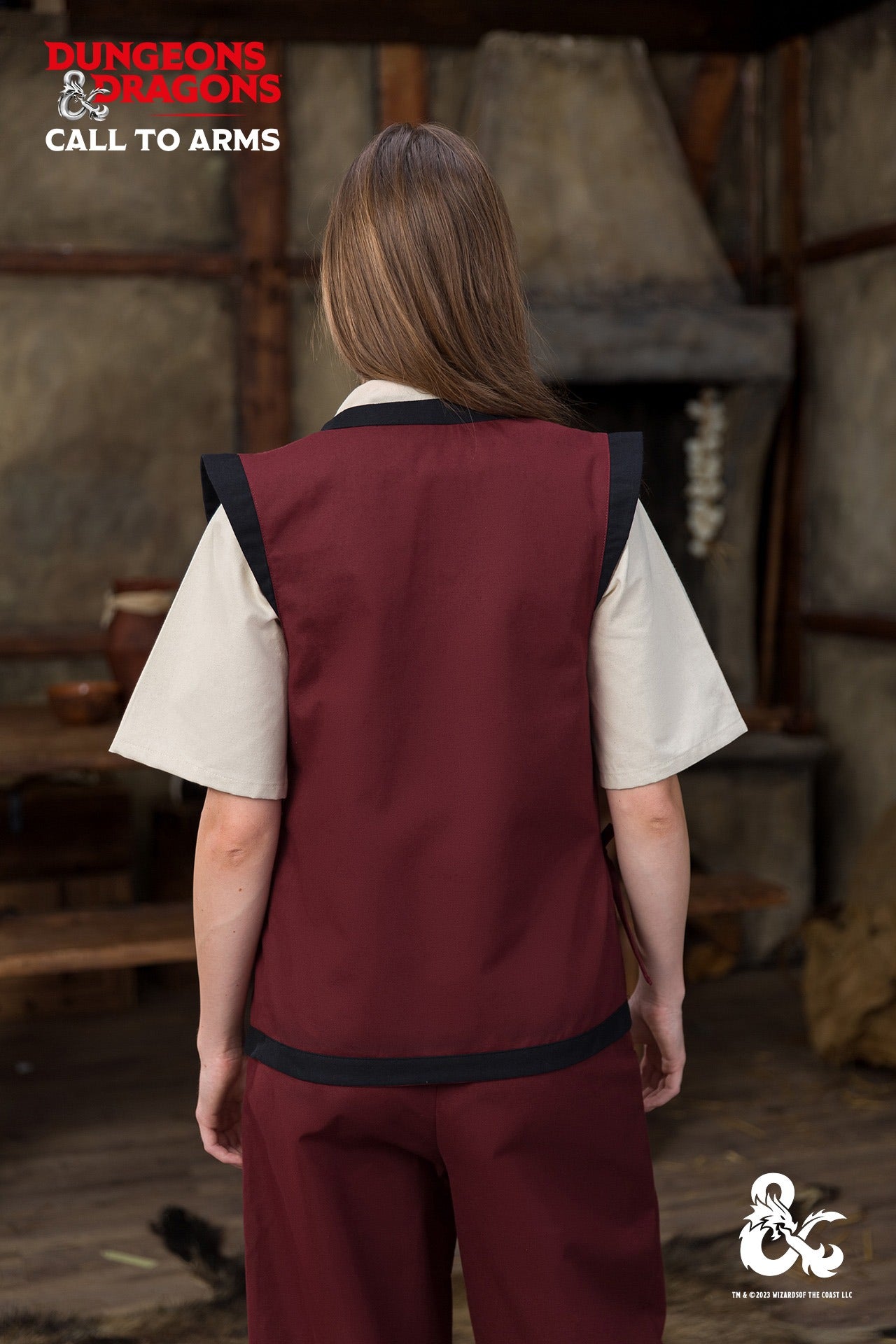 Dungeons & Dragons Monk Vest Bordeaux/Black - Stylish Cosplay Costume for D&D Fans, LARP, and Fantasy Role-Playing Games