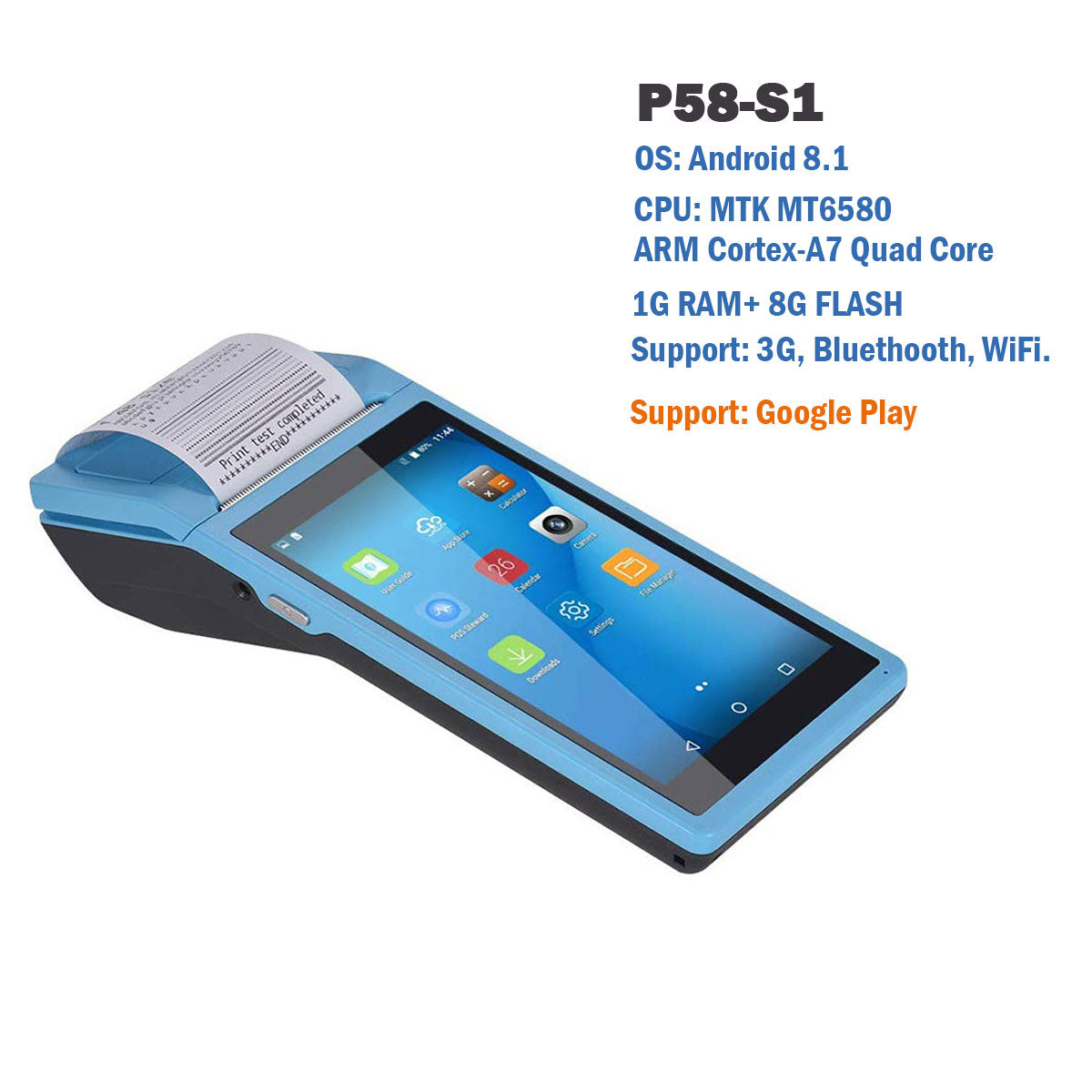 P58 S1/S2 Wireless Handheld POS Terminal - Bluetooth Barcode Scanner for Retail Stores, Restaurants & Mobile Payments | Fast Checkout Solution for Small Businesses