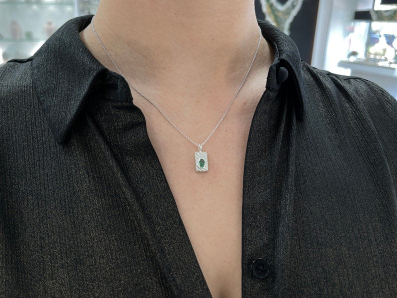 0.50ct Natural Oval Cut Emerald Solitaire Pendant Necklace - 925 Sterling Silver Bezel Set for Men & Women | Perfect for Weddings, Anniversaries & Everyday Elegance