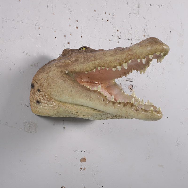 Handmade Crocodile Head Wall Decor Statue - Realistic Reptile Animal Sculpture for Home & Office Decoration | Perfect for Jungle Theme Rooms, Man Caves, and Wildlife Lover Gifts