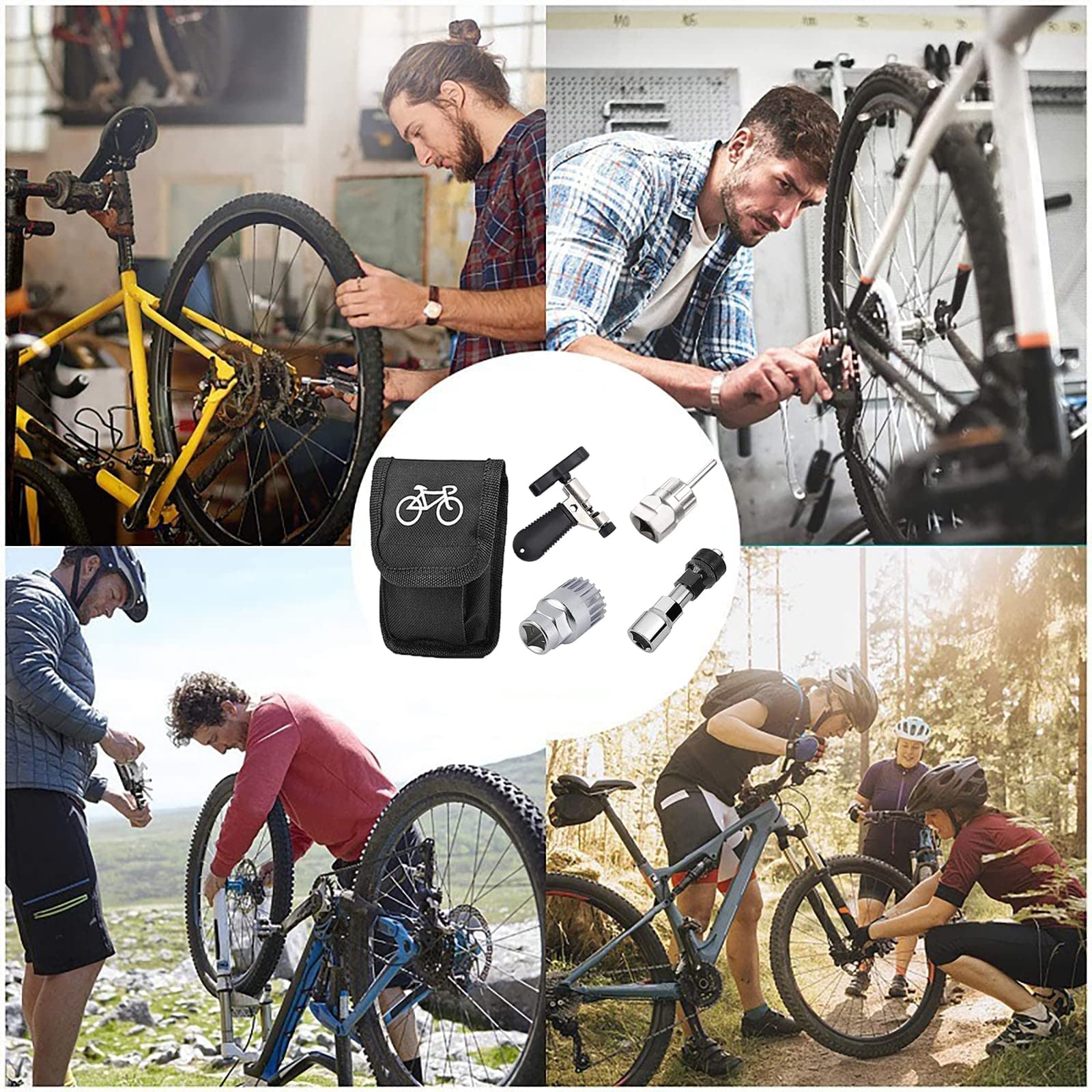 5-in-1 Bike Repair Tool Kit with Crank Puller, Cassette Remover & Chain Breaker - Professional Bicycle Maintenance Tools for Shimano, SRAM, Campagnolo - Perfect for Road Bikes, Mountain Bikes & Home Workshop Repairs