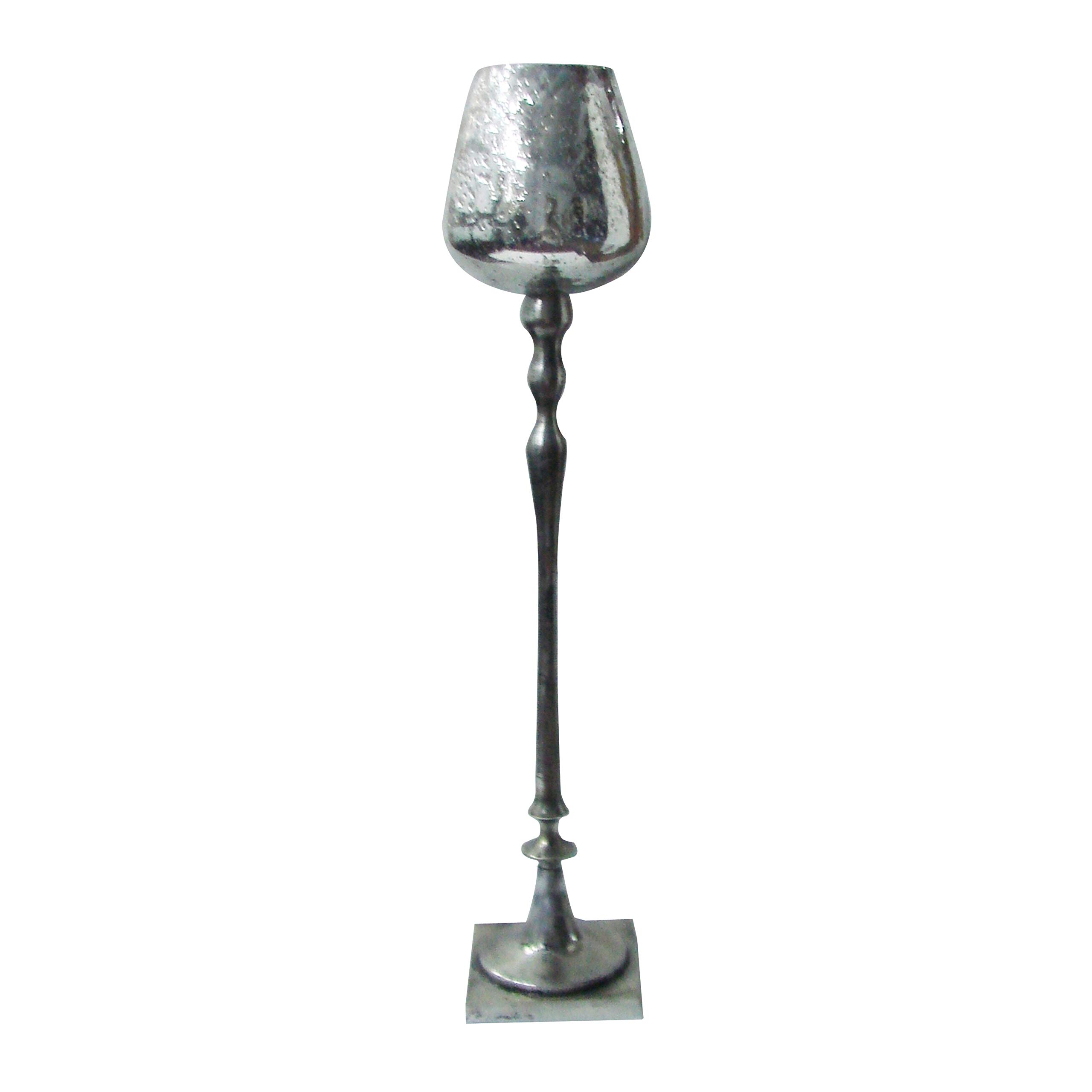 28-Inch Antique Silver Candle Holder - Vintage Metal Candelabra for Wedding, Dining Table & Home Decor - Elegant Centerpiece for Romantic Dinners, Church Events & Holiday Decorations
